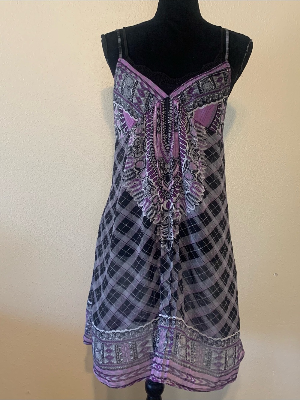 Forever 21 Purple Patterned Asymmetrical Dress
